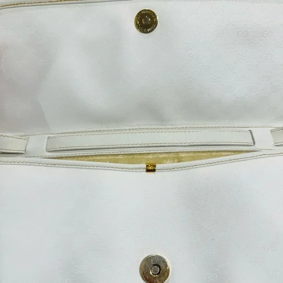 Vintage Gucci Interlocking GG Clutch purse shoulder bag ivory gold authentic - Picture 4 of 16